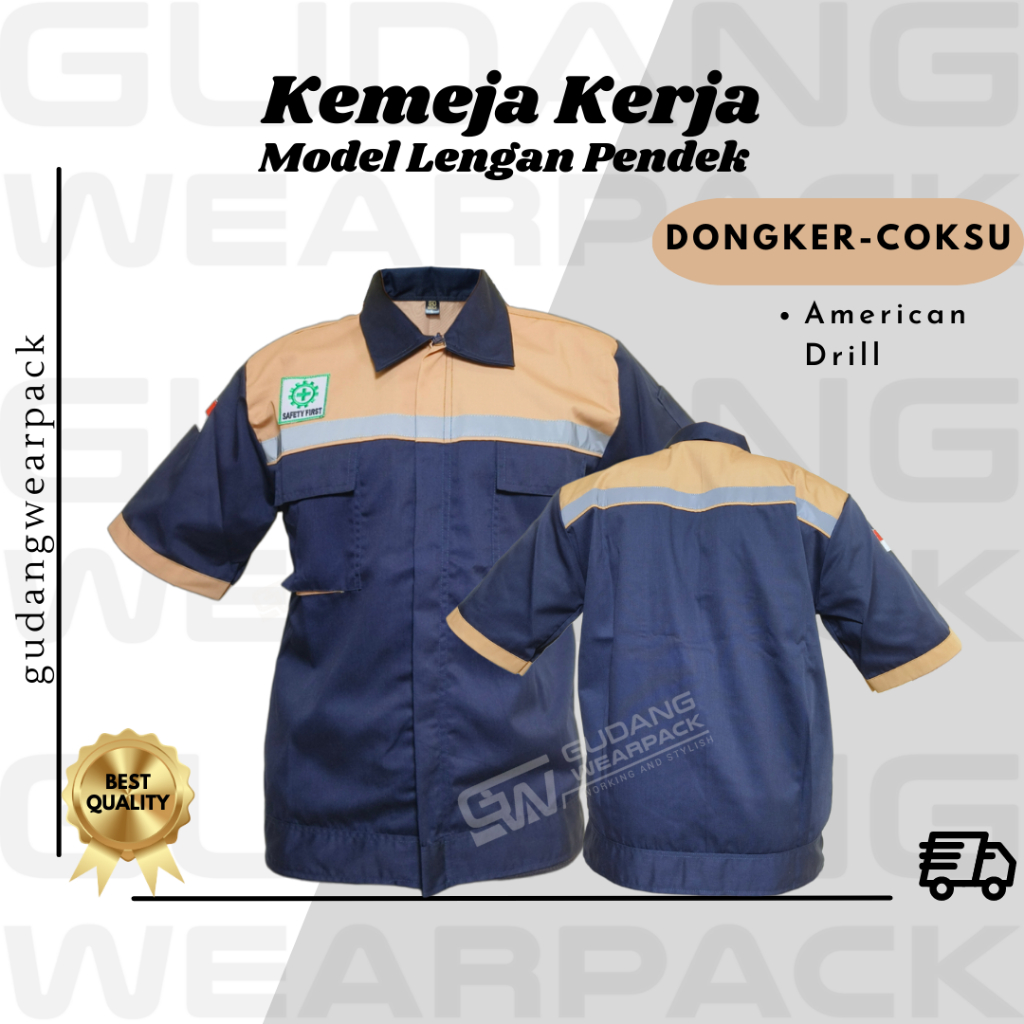 Gudang Wearpack - Kemeja Kerja Seragam Proyek Lengan Pendek Warna Dongker Coksu