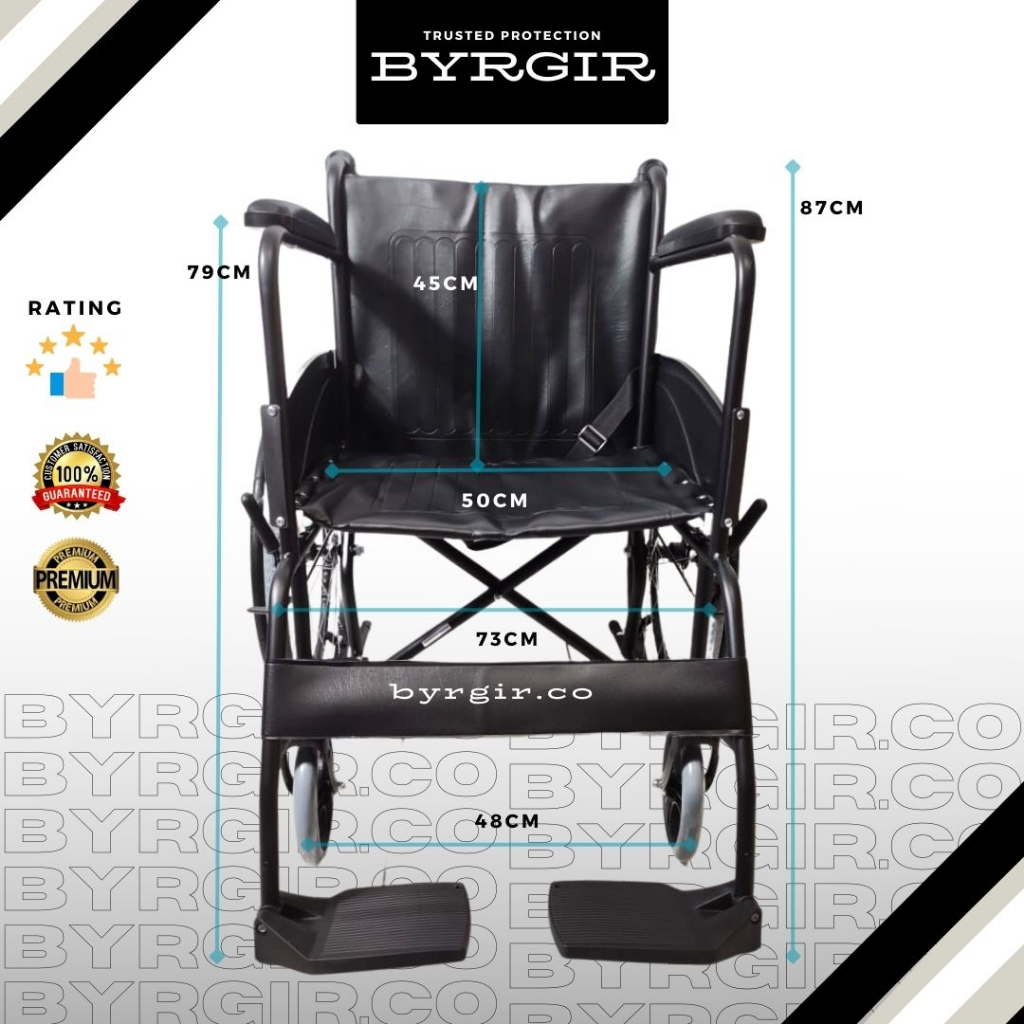 BYRGIR Kursi Roda Standar Lipat Lansia Traveling Wheelchair Jaring Lipat Travel Traveling Lansia Anti Air Foldable Wheel Chair Rumah Sakit Medis Ban Mati KARGO INSTAN CAR