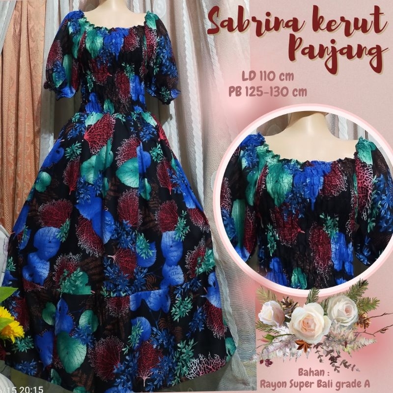 Sabrina kerut panjang // Dress Sabrina Panjang // Daster Bali Panjang