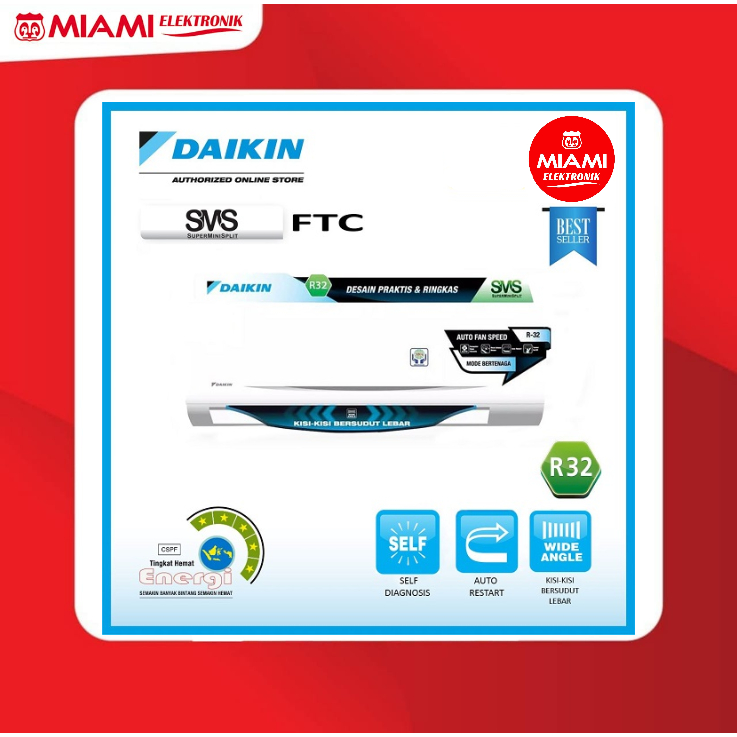 Daikin FTC25NV14 AC Split 1PK Super Mini Split Standard Thailand Putih