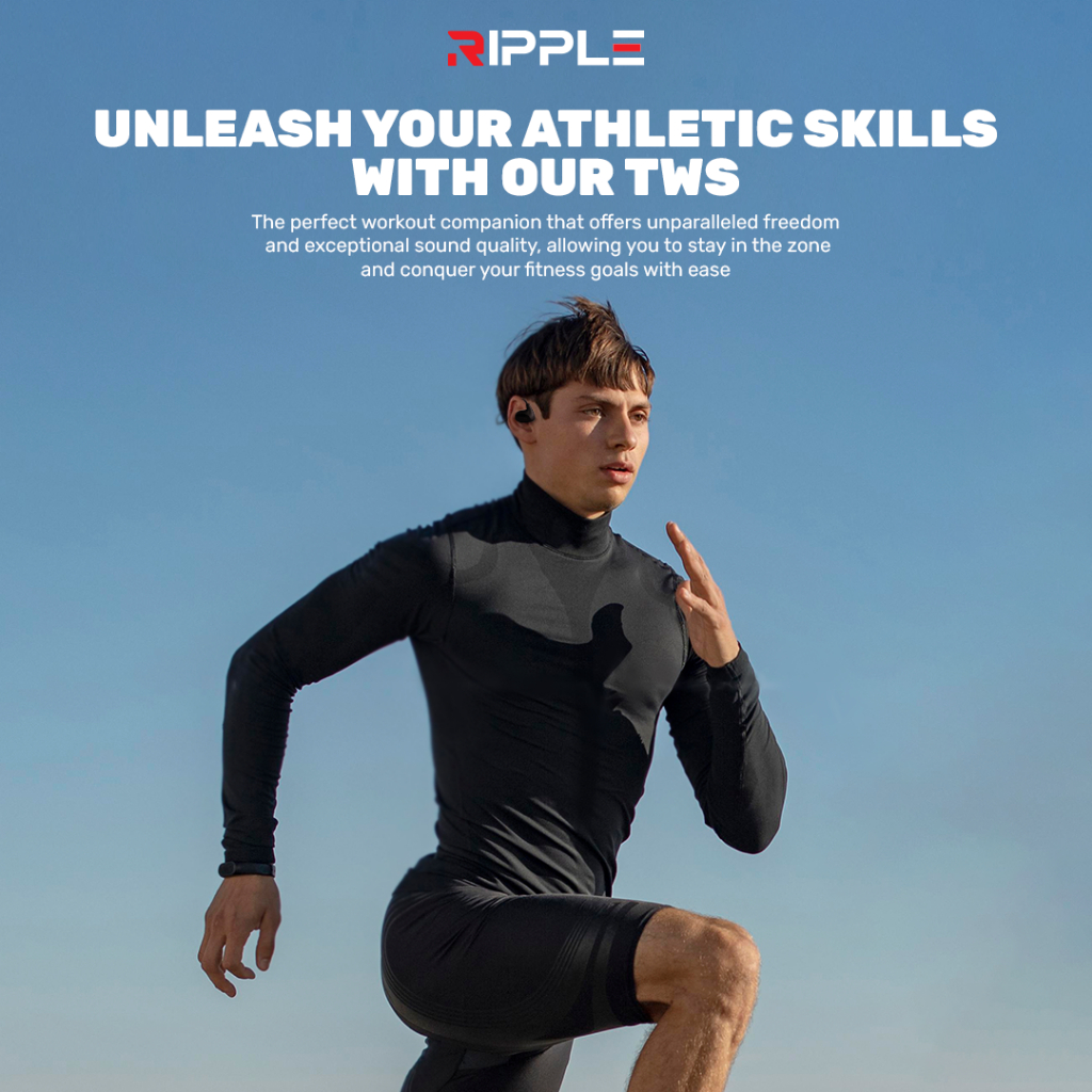 (Flashsale) Ripple Rippods Fit TWS Headset Bluetooth Earphone Mini Earbuds Handsfree