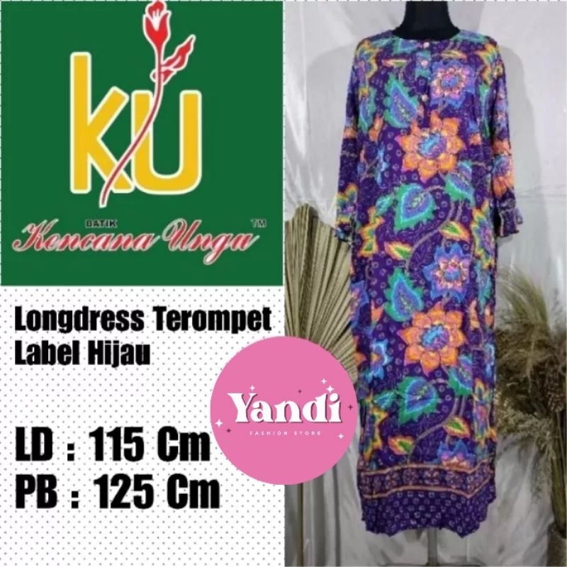 KENCANA UNGU ORI LONGDRESS TEROMPET LD 115 CM LABEL HIJAU