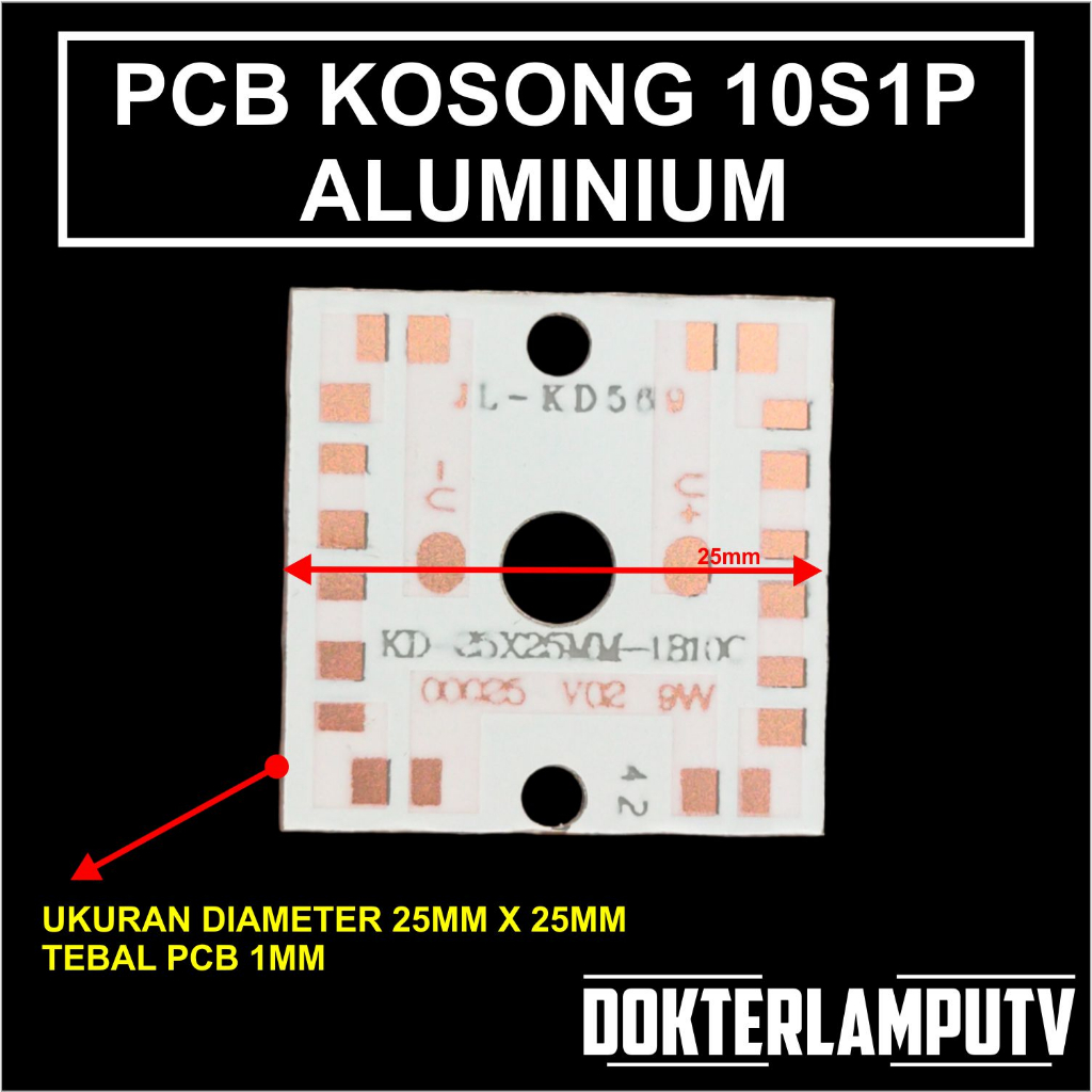 PCB KOSONG LED 10C 25MM X 25MM BAHAN ALUMINIUM 1MM COCOK UNTUK SERVIS LED DIY SOROT PROYEKTOR DLL