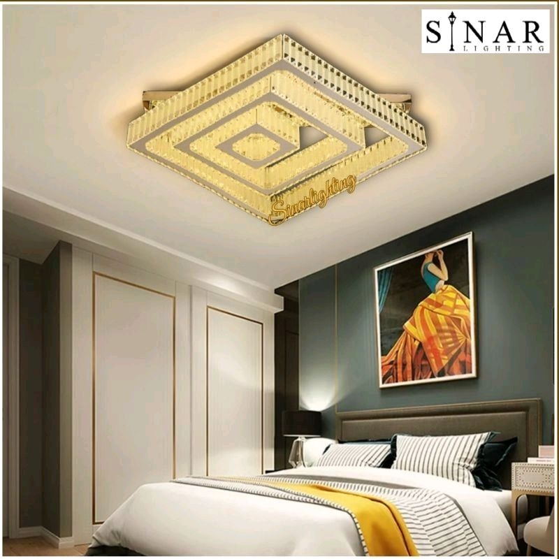 Lampu hias plafon kristal LED Remote A33