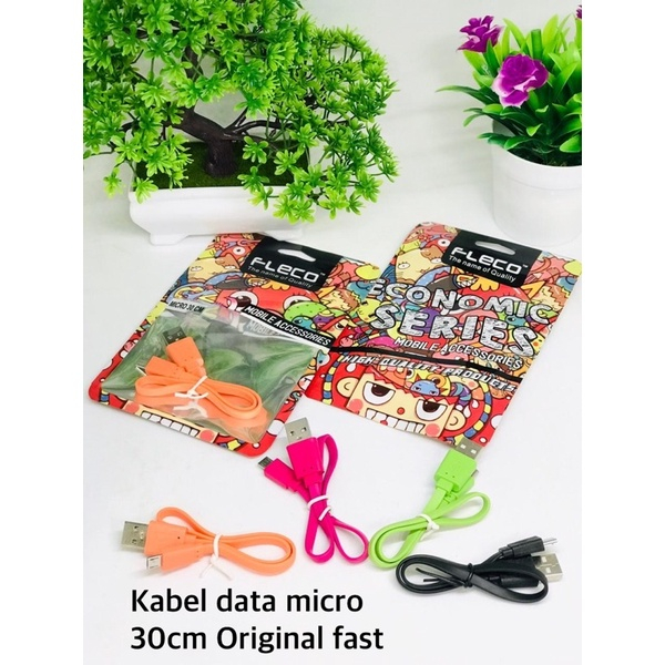 KABEL DATA FLECO T002 CANDY 30CM MICRO ORI FAST CHARGING HIGH SPEED DATA CABLE POWERBANK