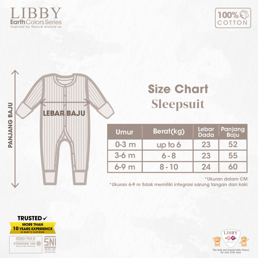 (ECER) Libby SLEEPSUIT EARTH SERIES NEW / Sleepsuit Bayi Libby / Jumper Sleepsuit Libby