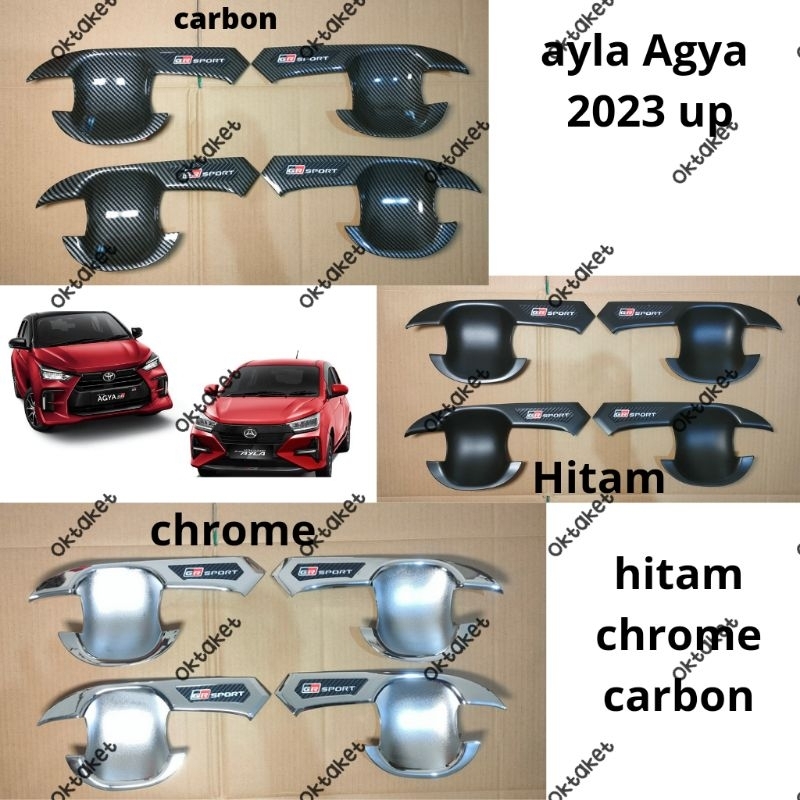 paket outer handle tank cover Agya Ayla 2023 2024 2025 Gr Sport Hitam Chrome carbon