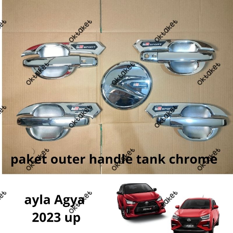 paket outer handle tank cover Agya Ayla 2023 2024 2025 Gr Sport Hitam Chrome carbon