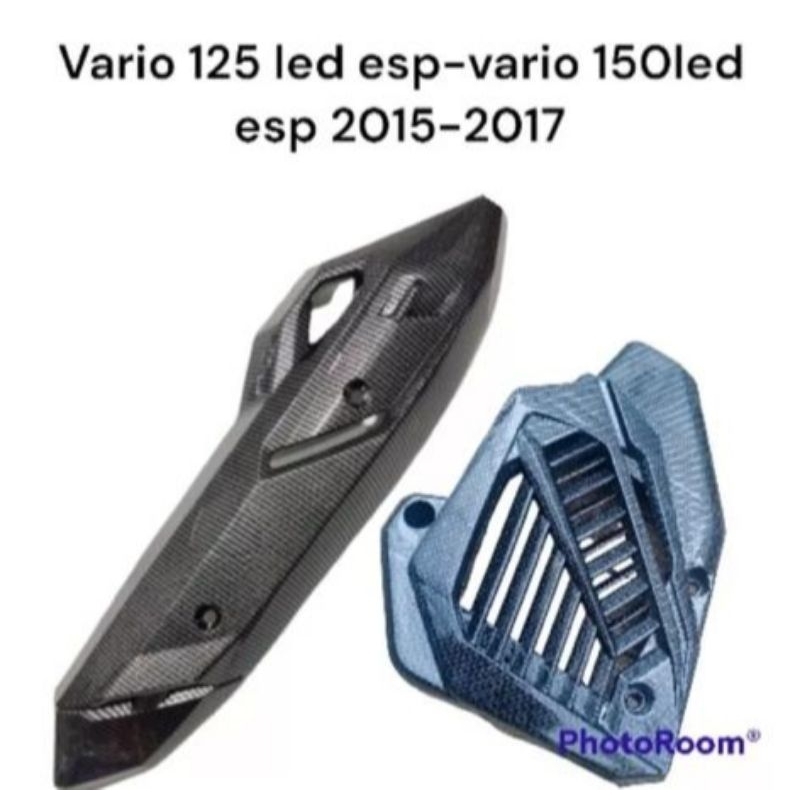 Tutup Knalpot Plus Tutup Radiator Karbon Vario 125 Vario 150 LED Esp 2015-2017 Kualitas Terbaik