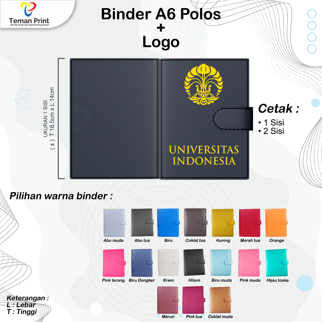 

[Teman Print] Khusus Tambah Logo/Desain di Binder Polos A6 A5 B5 Cetak 1 dan 2 Sisi