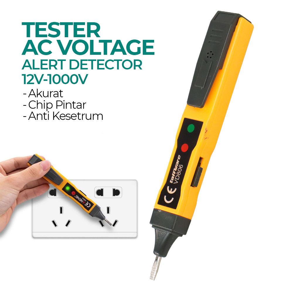 Taffware Tester Pen Non Contact AC Voltage Alert Detector 12V-1000V - VD806 - Yellow