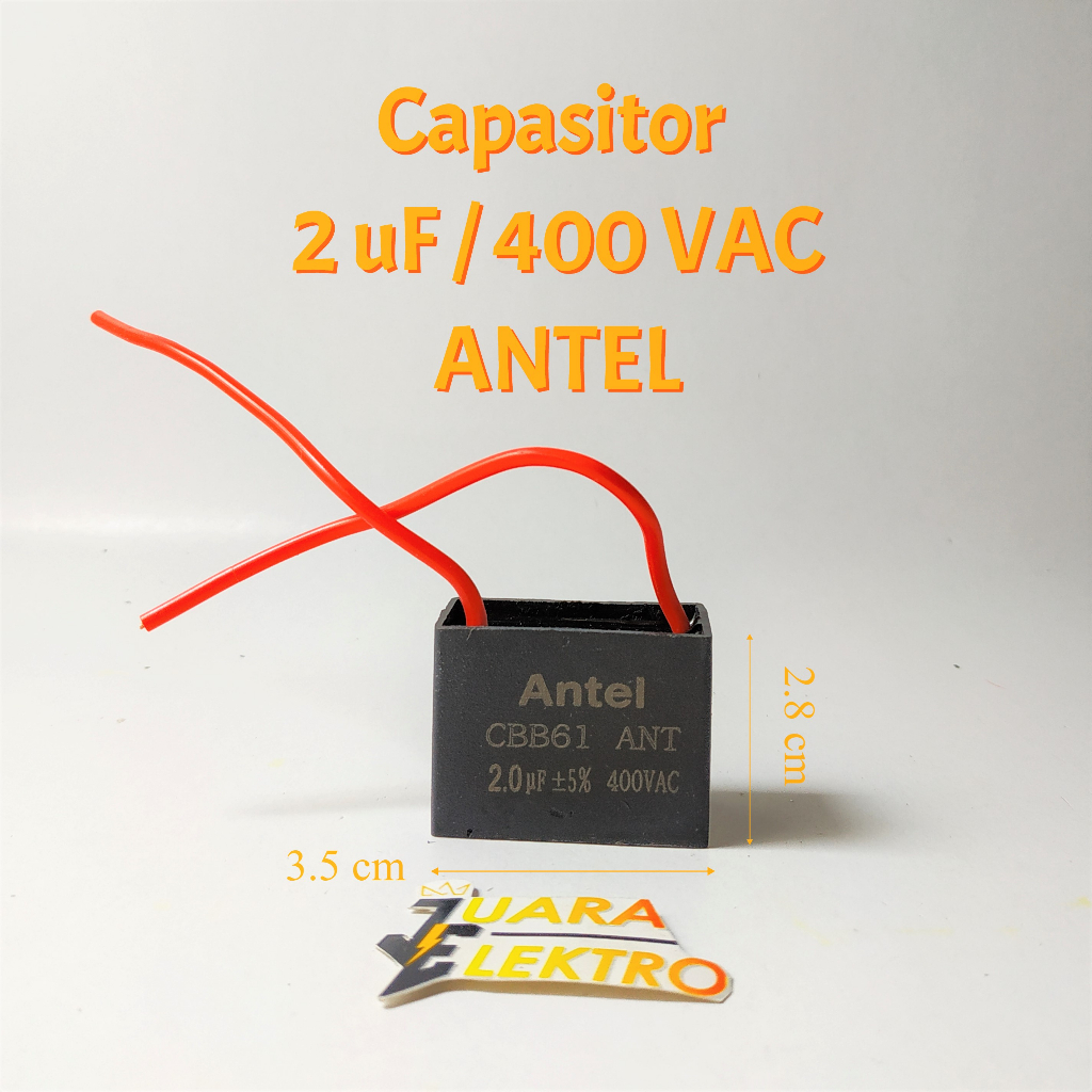 ANTEL Capasitor Kipas Angin 2uF / 400VAC | Kapasitor Fan Kotak 2,0 uF | Kapasitor Kipas Angin Antel