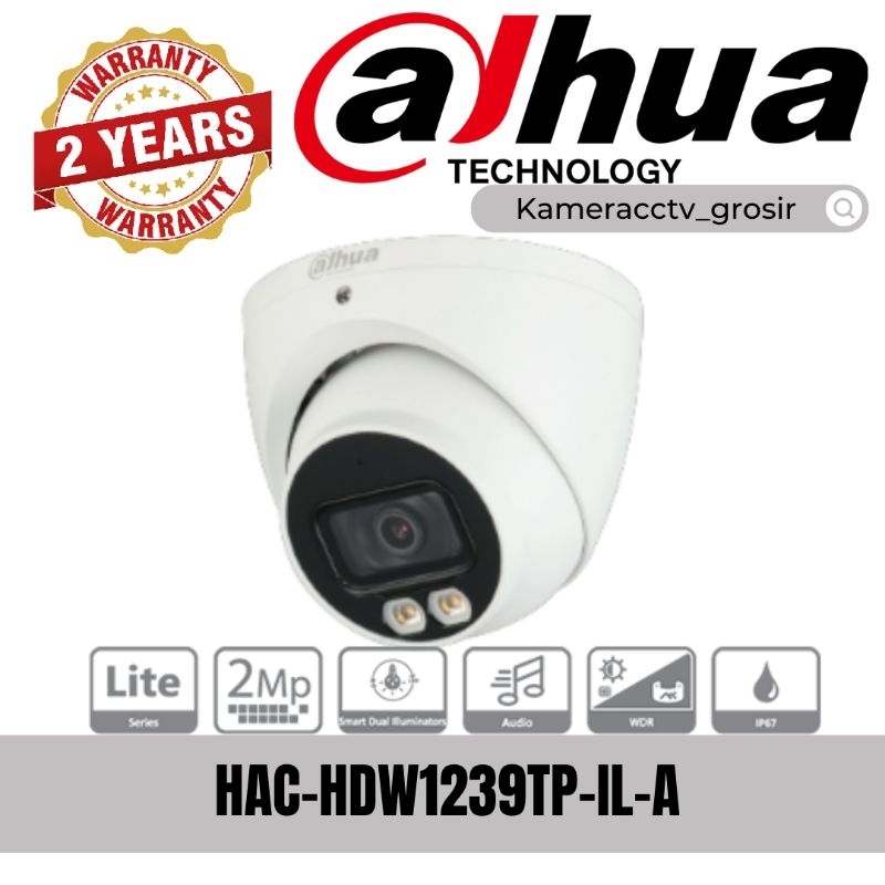 CAMERA CCTV 2MP DAHUA INDOOR HAC-HDW1239TP-IL-A FULL COLOR AUDIO