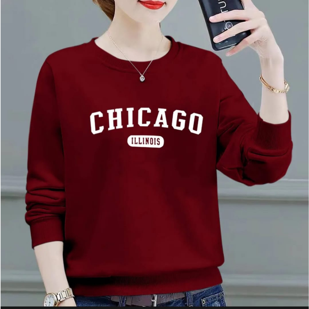 BISA COD~BAJU TRENDY CHICAGO GIRL TERBARU-KAOS DISTRO WANITA KEREN LENGAN PANJANG MASA KINI DAN TERLARIS