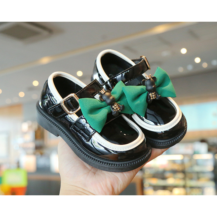 1001 IMPORT Sepatu Flatshoes Anak Perempuan Glossy Pita Bear Sepatu Pesta