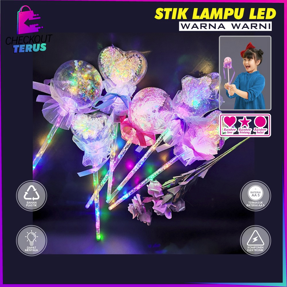 CT M319 Mainan Anak Tongkat Peri Bintang Light Stick Lampu Konser Warna Warni Tongkat Sihir  Mainan Anak Stik Lampu LED Karakter
