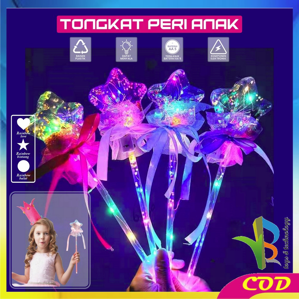 RB-M319 Mainan Anak Tongkat Peri Bintang Stik Lampu LED Warna Warni Tongkat Sihir / Tongkat Peri Mainan Anak dengan Lampu Karakter Light Stick Lampu Konser