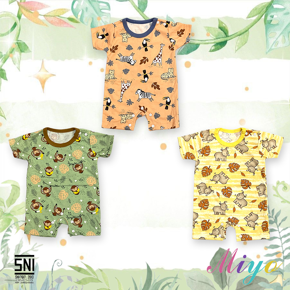 Baju Kodok Pendek Segiempat NB 0-3 - Jumper Motif Miyo