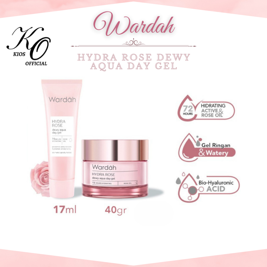 Wardah Hydra Rose Dewy Aqua Day Gel 17ml &amp; 40g | Pelembab Wajah