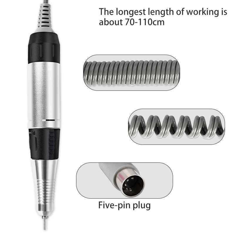 Set Alat Kikir Kuku Elektrik Nail Manicure Pedicure 35000 RPM Peralatan Kecantikan Kuku Desain Pena Ergonomis