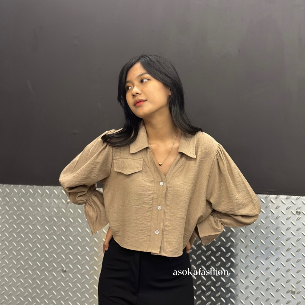 ASOKA Molly Shirt 2186 - Blouse Polos Atasan Wanita - Kemeja Crop Wanita