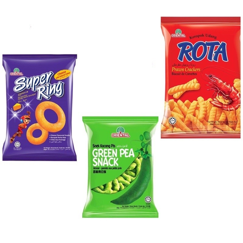 

Oriental Snack Super Ring Rota Green Pea Cheese balls 60g chiki enak