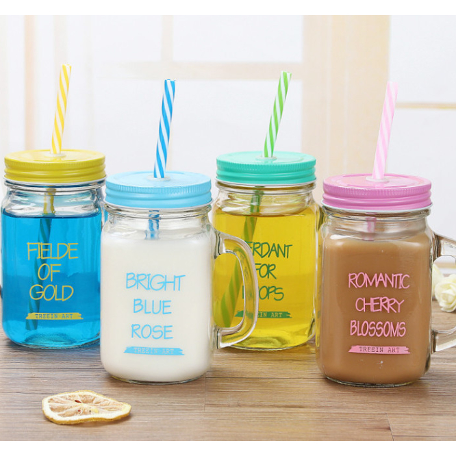 Cangkir Gelas Kaca Motif Kata MMS Glass Mug Drinking Jar