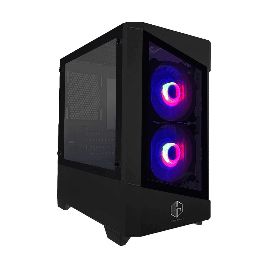 CUBE GAMING LEORIC GLASS BLACK - mATX - SIDE TG / Casing Gaming