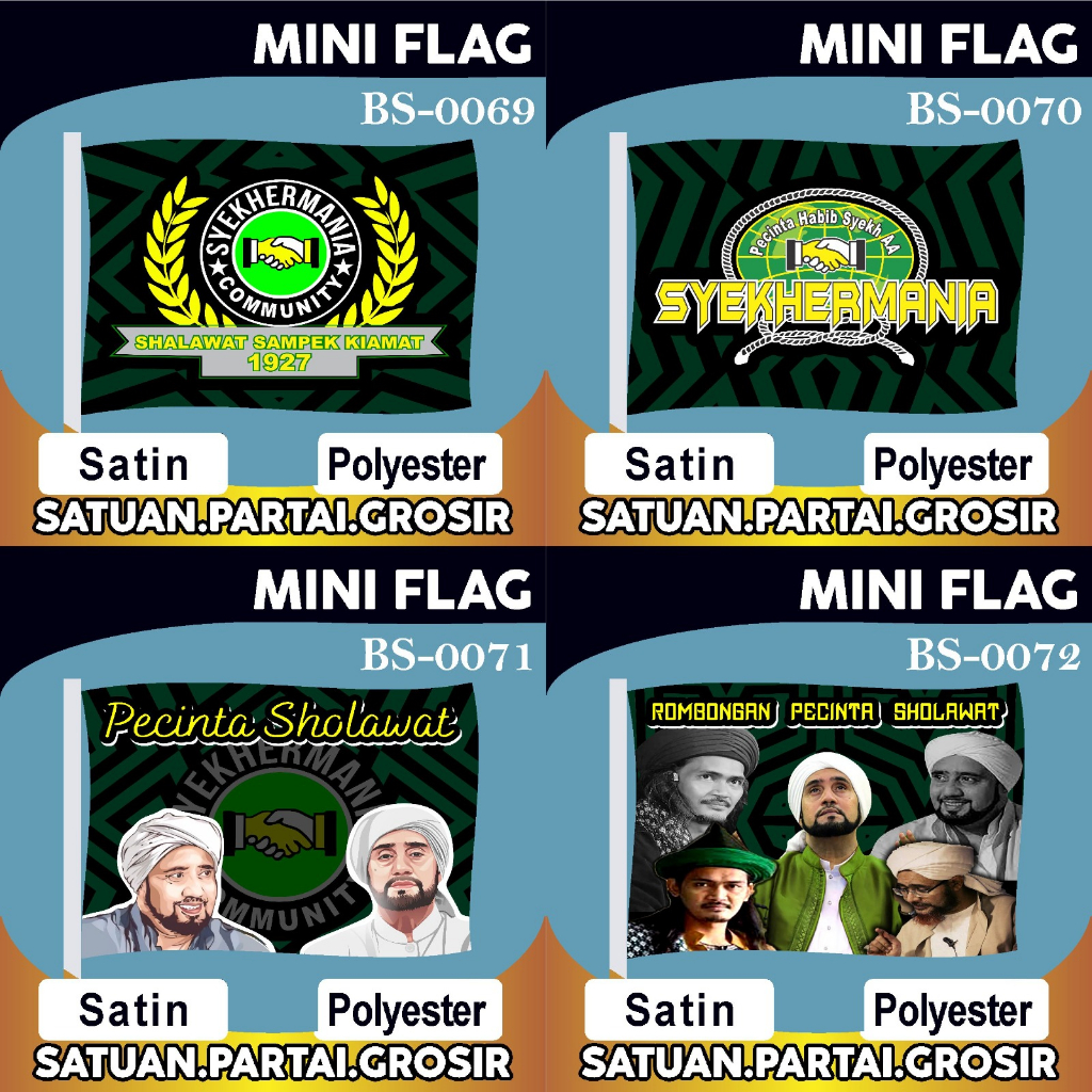 PROMO CETAK BENDERA PRINTING MAJELIS SHALAWAT V18/MINI FLAG SYEKHERMANIA TERBARU/BENDERA MAJELIS TER