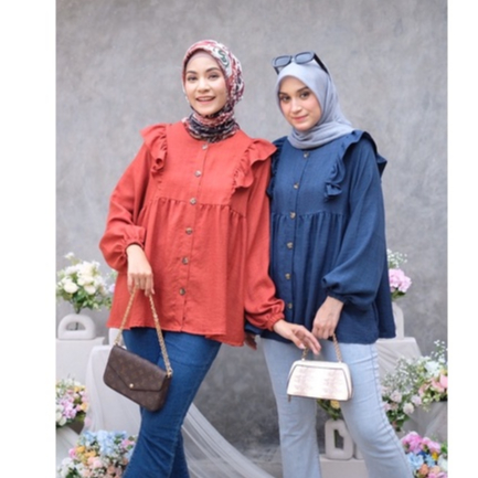 Ounadoutfit SHENA Blouse wanita premium | outfit cewek bumi | atasan wanita polos | blouse lucu busui | kemeja linen | blouse basic premium | baju rampel wanita