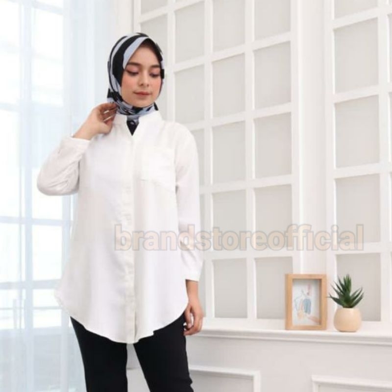 KEMEJA TUNIK POLOS JUMBO XXL LD 120 CRINKLE AIRFLOW ATASAN KASUAL WANITA