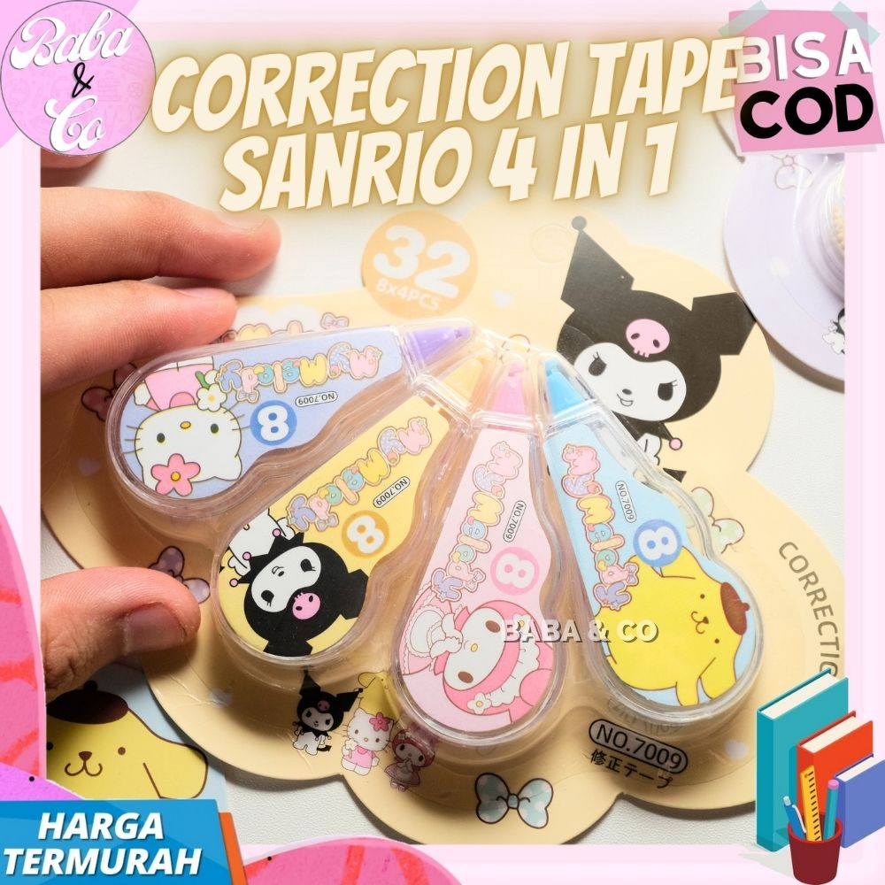 

PAKET CORRECTION TAPE SANRIO 4pcs TIP EX KERING TIP X SANRIO FAMILY 1 SET 4pcs CORRECTION TAPE SANRIO FAMILY SET