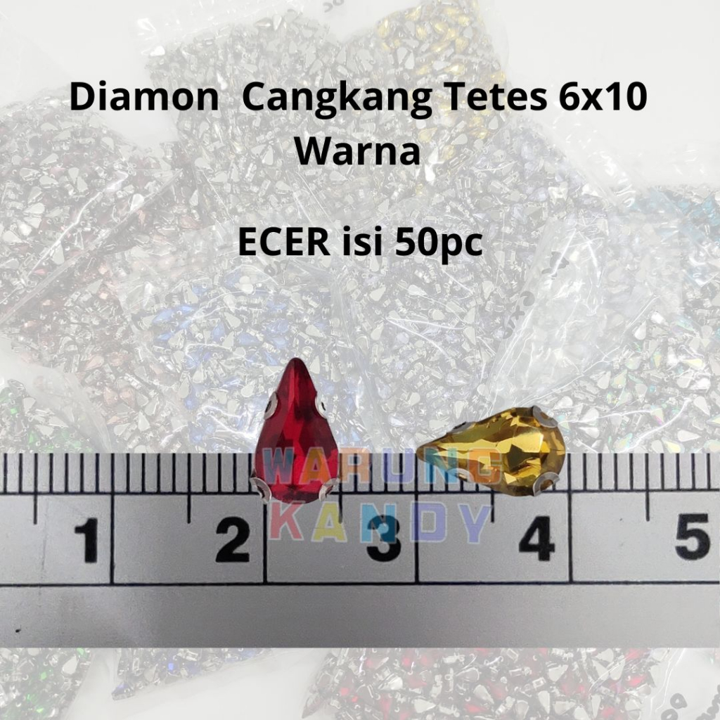 Diamon Jahit Cangkang Tetes 6x10 WARNA GRADE A - ECER 50pc