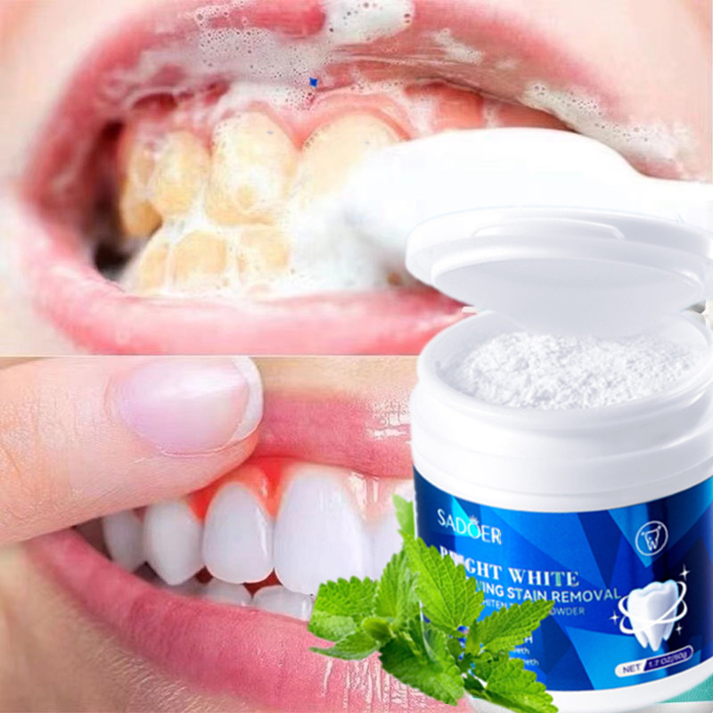 SADOER Teeth Whitening Powder Pemutih Gigi Perlengkapan Perawatan Pribadi, Bedak, Perontok Karang Gigi 50g