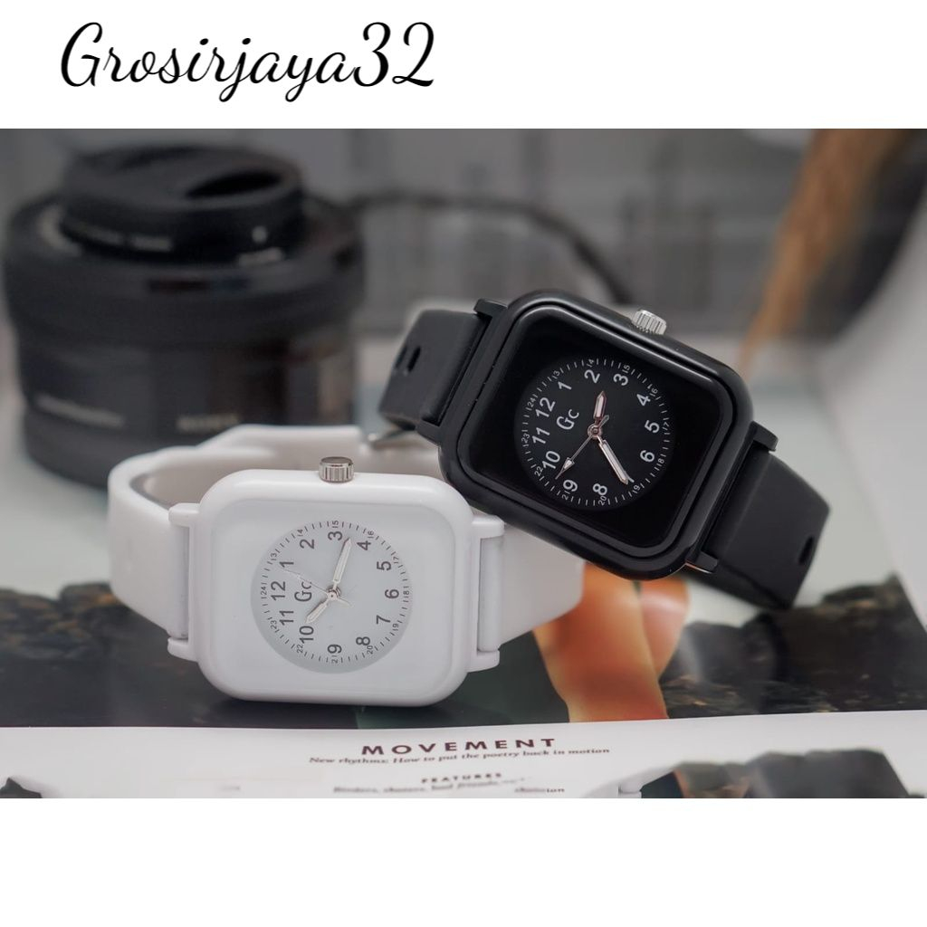 (Grosirjaya32) Jam tangan couple pria wanita karet Apel angka Casual watch