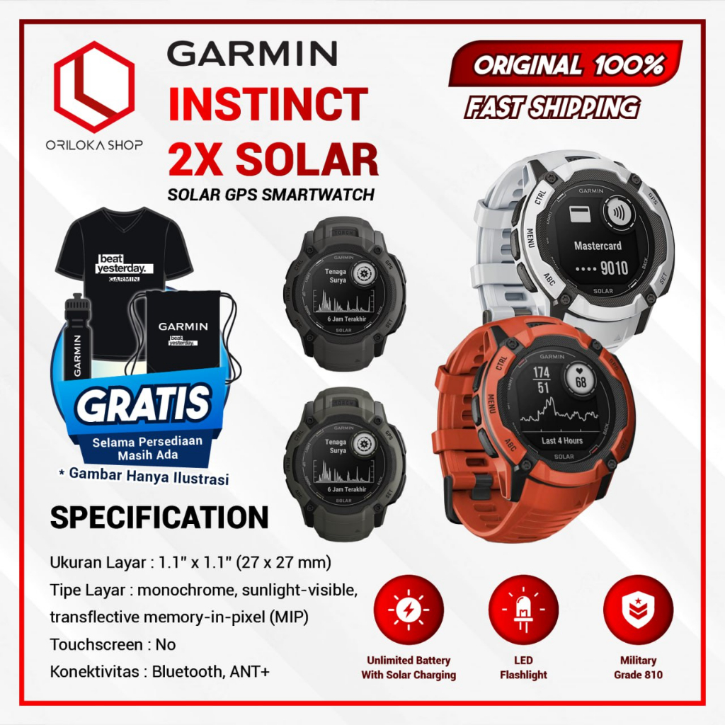 Garmin Instinct 2X Solar  Smartwatch Original Garansi Resmi TAM