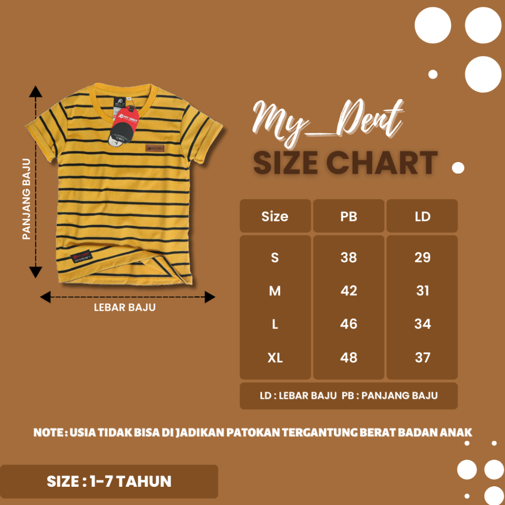 Mydent Kaos Anak Laki Laki Distro Motif Salur Stripe Umur 1-7 Tahun Colour