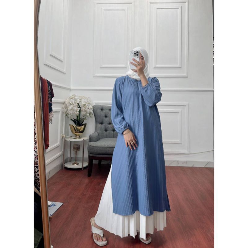 long tunik hornet knit premium lengan panjang karet