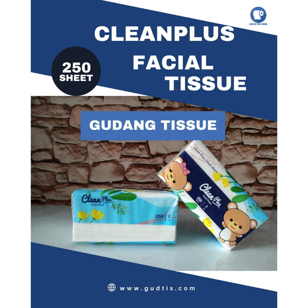 Tisu cleanplus 250 sheet 2 ply- 1 PAKET ISI 5 PCS FREE KOTAK TISU