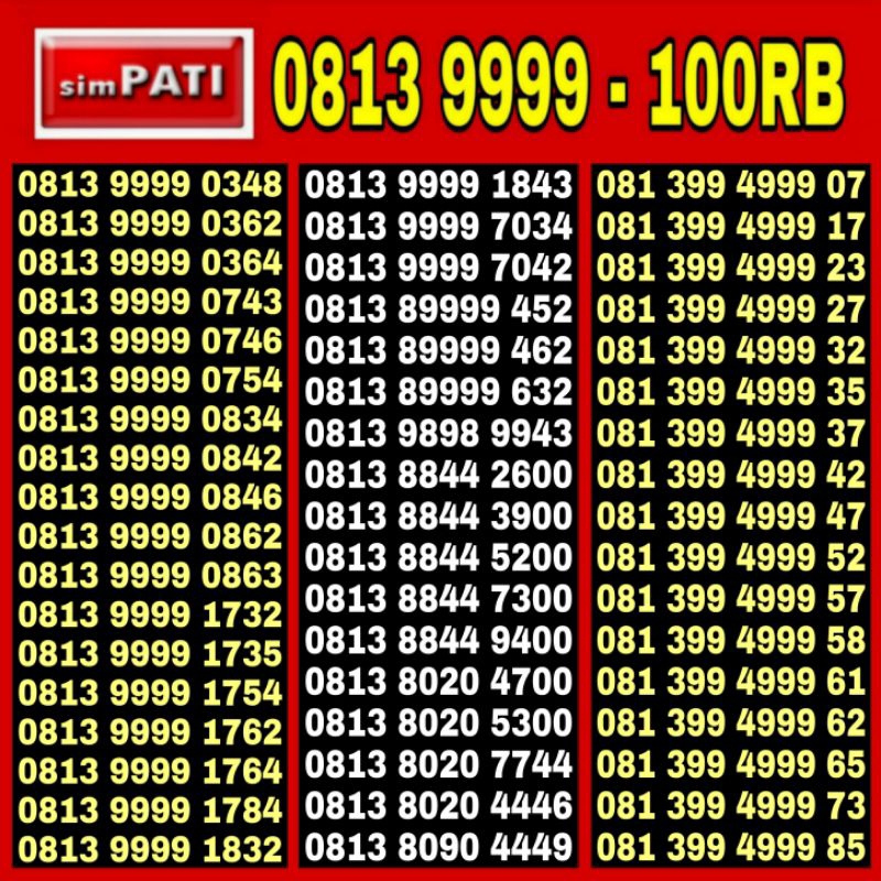 Nomer Cantik simpati telkomsel 4g 0813/0812/0821