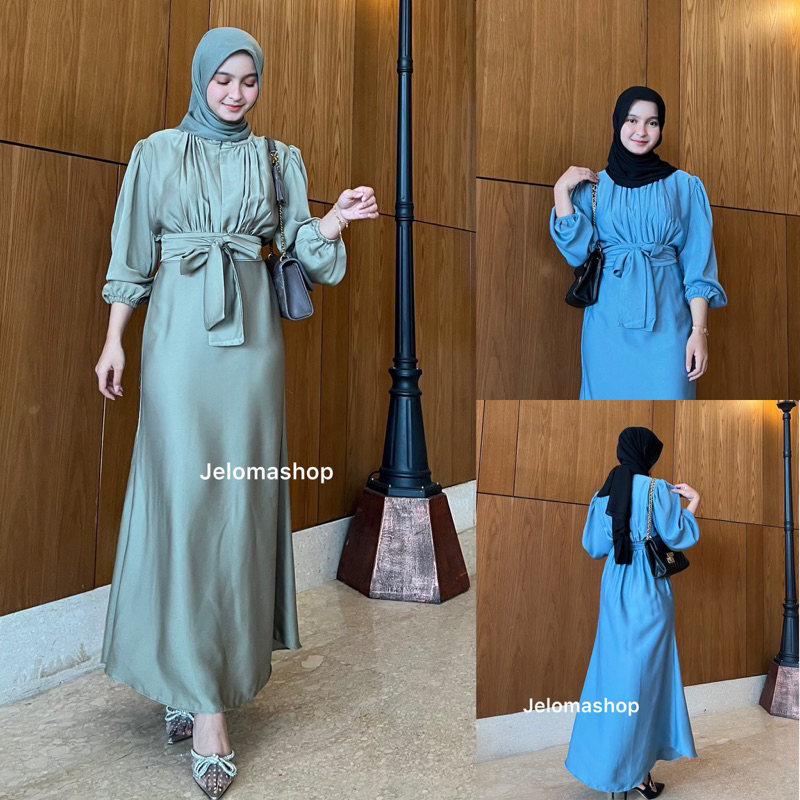 Teresa dress / dress satin silk / gamis pesta kondangan busui friendely