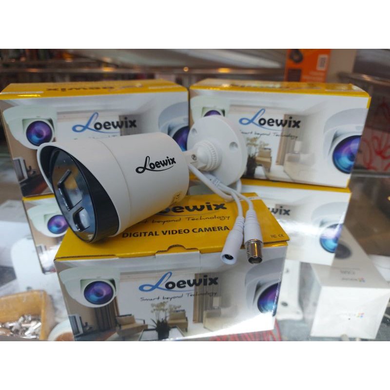 PAKET CCTV 5MP COLORVU 4 CHANNEL 4 KAMERA FULL COLOR LOEWIX SIANG MALAM WARNA