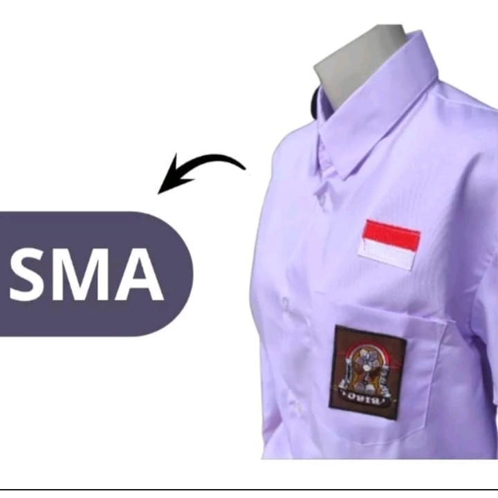 Baju Sekolah / Seragam Sekolah Lengan Panjang + BET Dan BENDERA SMP SMA / SMK ( MERK SERAGAM )