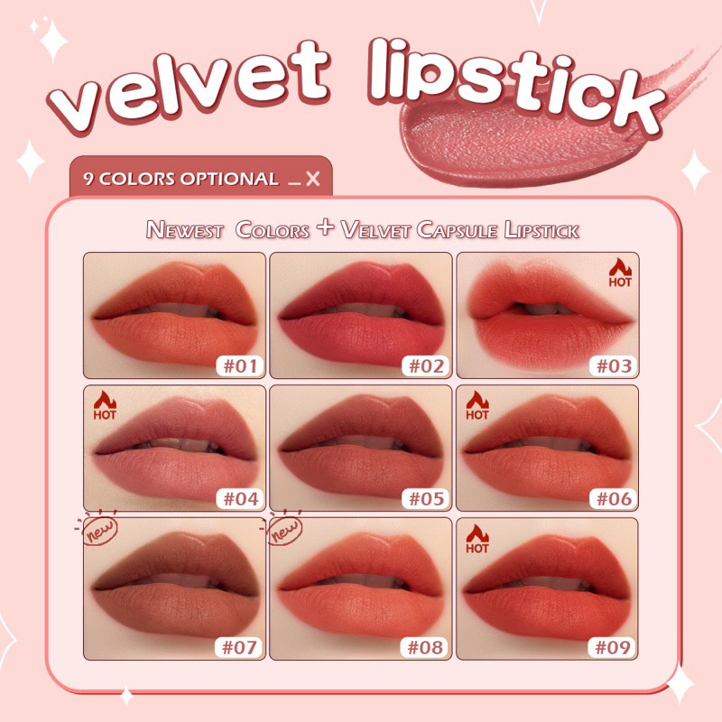 【BPOM】 SANIYE - Capsule Lipstik 9 Gram Highly Pigmented Intense Lipcream Liptint Liquid Lipgloss Lip Matte Velvet Silky Glaze Korean Mini Kapsul Murah Tahan Lama Anti Luntur Air Waterproof Transferproof Dorable Natural Nudes Viral Official Produk K1139