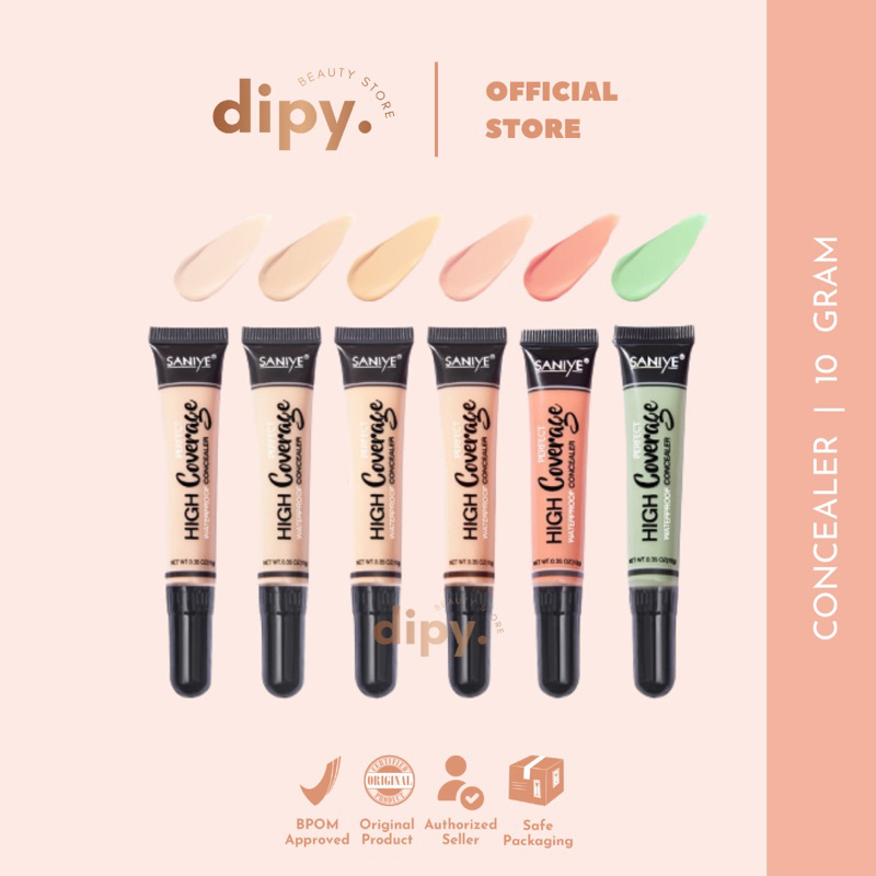 【BPOM】 SANIYE - Concealer Waterproof 10 Gram Full Coverage Color Corrector Flawless Base Face Makeup Kosmetik Anti Air Long Lasting Foundation Wajah 6 Warna Merah Hijau Dengan R1072 Viral