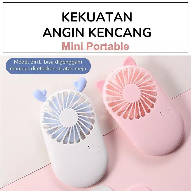 Kipas Angin Portabel 2 IN 1 Cute Pocket Mini