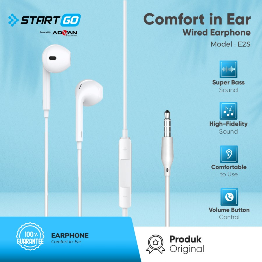 STARTGO Earphone Headset E2S Super Bass 3.5 inch Jack TPE