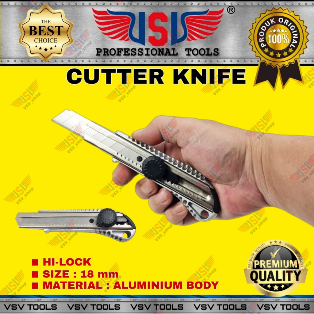 VSV Pisau Cutter Besar 18mm Aluminium Cutter Knife Hi-Lock HS-06