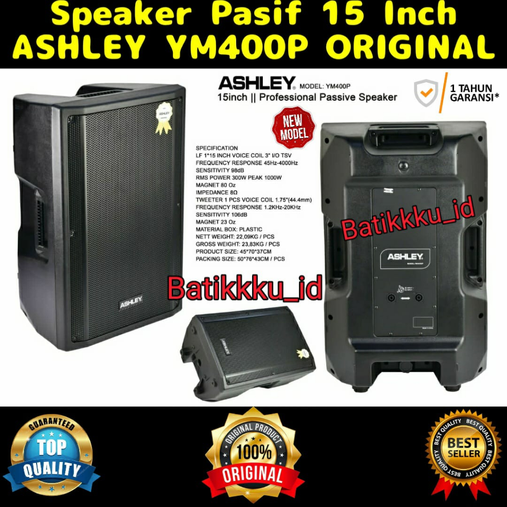 Speaker Pasif ASHLEY YM400P YM 400P ORIGINAL 15 INCH YM 400 P