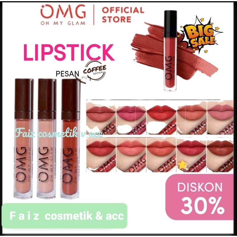 OMG Oh My GLAM Matte Kiss Lip Cream(Tahan Lama Original &amp; Harga promo &amp; Glosiran)(Kuwalitas no 1 harga hemat)
